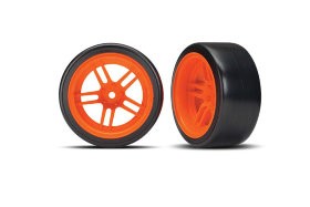 Tires and wheels, assembled, glued (split-spoke orange wheels, 1.9&quot; Drift tires) (rear)