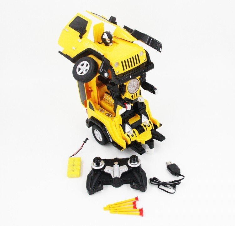 Радиоуправляемый робот трансформер Jeep Rubicon Yellow масштаб 1:14 - 2329PF