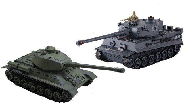 Радиоуправляемый танковый бой Русский Т34 и Немецкий Tiger Zegan масштаб 1:28 27Mhz 40Mhz - 99824